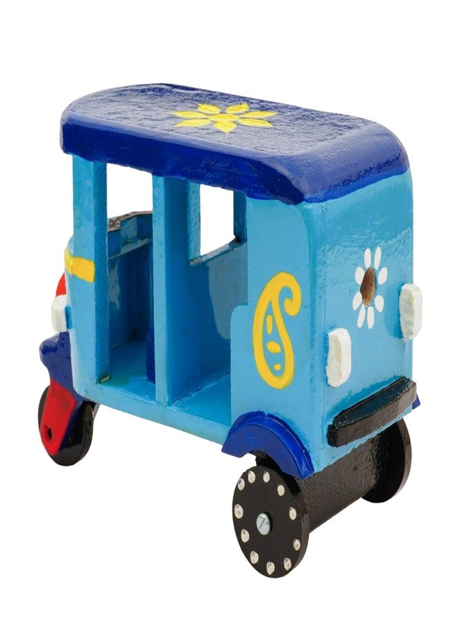 Toolart® Wooden Handcrafted Hand-Painted Auto Rickshaw Toy for Kids | Traditional Push & Pull Wooden Toy Showpiece | Best Birthday Return Gift (Small_Auto_Parent) (05r) - Image 5